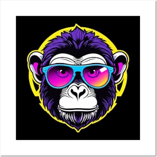 Cool Neon Monkey (Small Version) Posters and Art